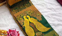 Royal Peacock Jacquard Silk Saree – Traditional Rich Pallu Border Saree with Blouse Piece