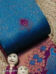 Royal Blue & Wine Purple Jacquard Silk Saree – Majestic Peacock Pallu Traditional Festive Saree with Blouse Piece
