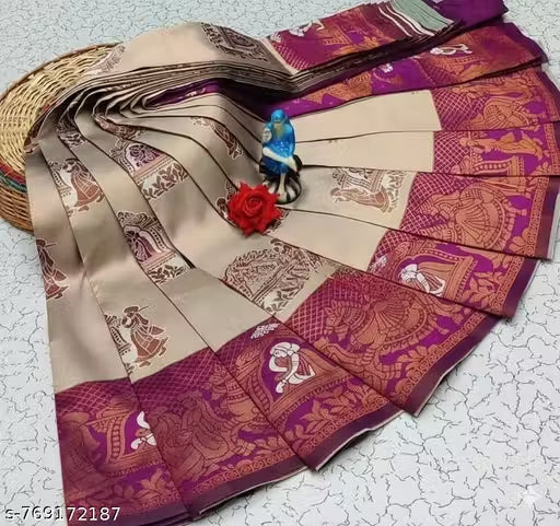 Royal Jacquard Silk Saree with Elephant Motif