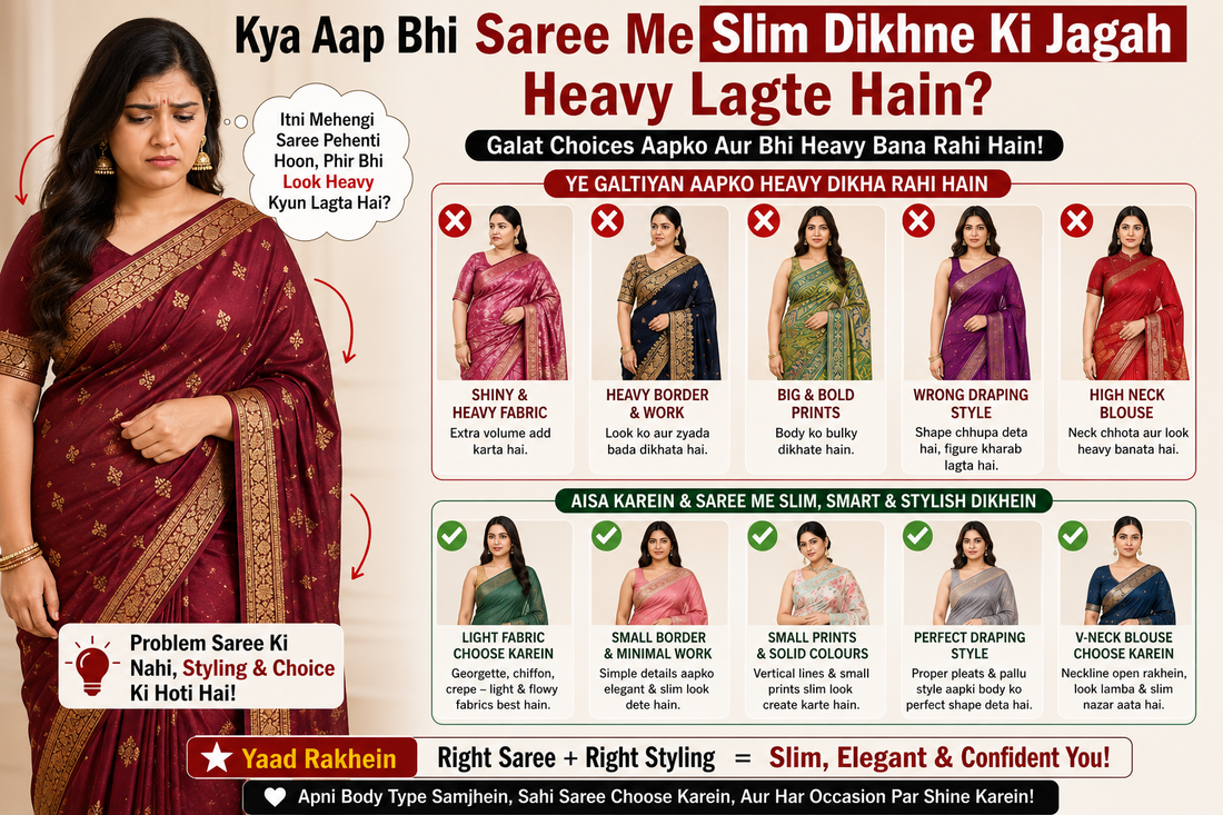 Kya Aap Bhi Saree Me Slim Dikhne Ki Jagah Heavy Lagte Hain? Fashion Experts Ne Bataya Asli Karan!