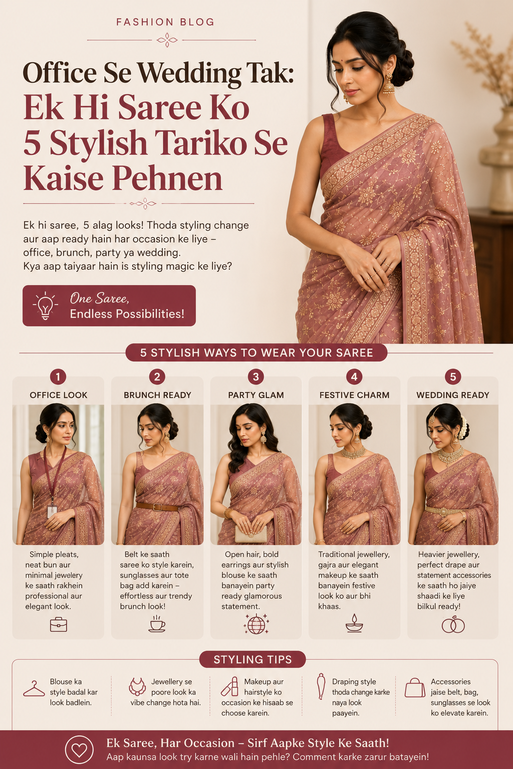 Office Se Wedding Tak: Ek Hi Saree Ko 5 Stylish Tariko Se Kaise Pehnen?&nbsp;