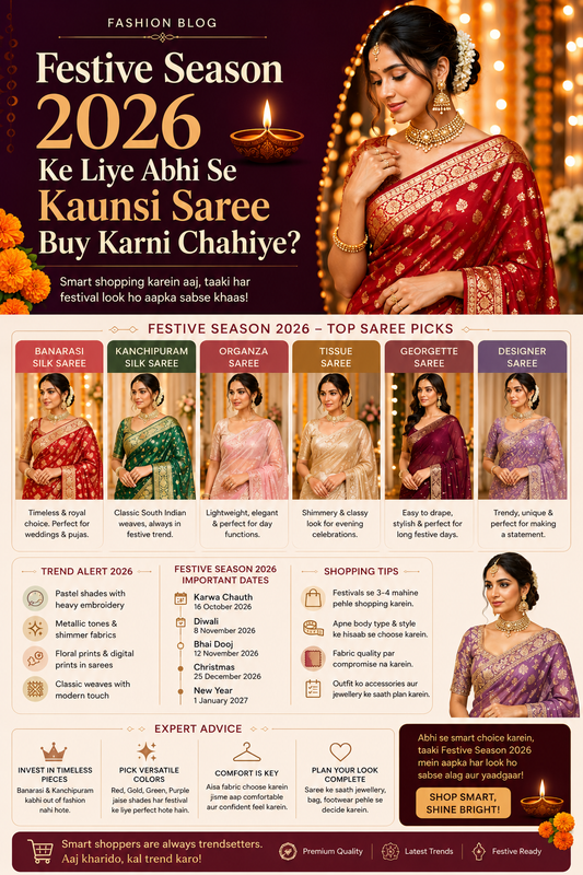 Festive Season 2026 Ke Liye Abhi Se Kaunsi Saree Buy Karni Chahiye?&nbsp;