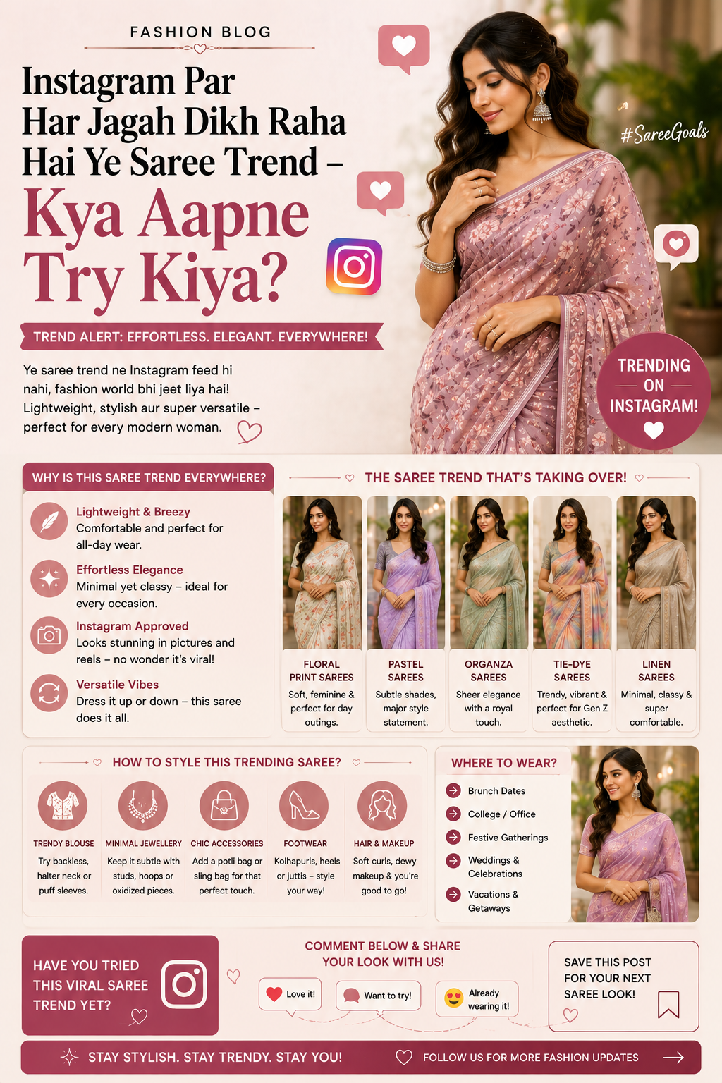 Instagram Par Har Jagah Dikh Raha Hai Ye Saree Trend – Kya Aapne Try Kiya?