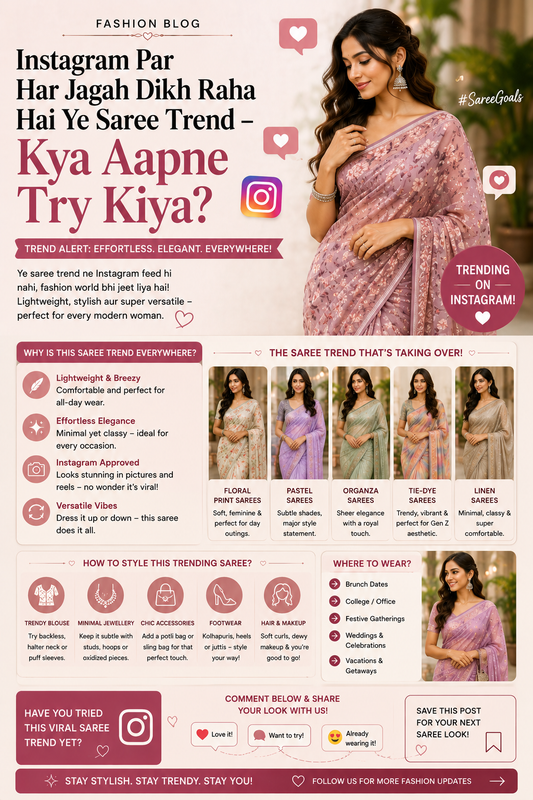 Instagram Par Har Jagah Dikh Raha Hai Ye Saree Trend – Kya Aapne Try Kiya?