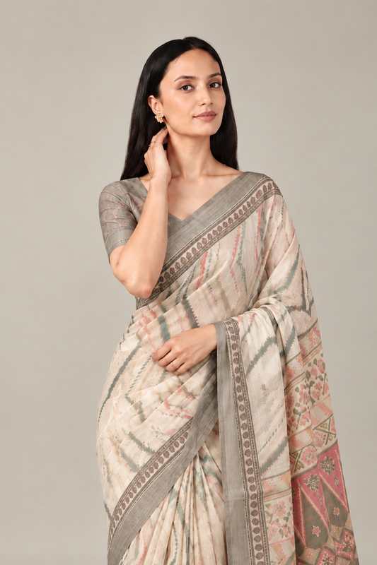 Pearl Ivory Jacquard Saree for Women | Elegant Designer Festive & Party Wear Saree