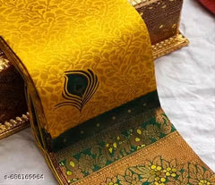 Royal Peacock Jacquard Silk Saree – Traditional Rich Pallu Border Saree with Blouse Piece