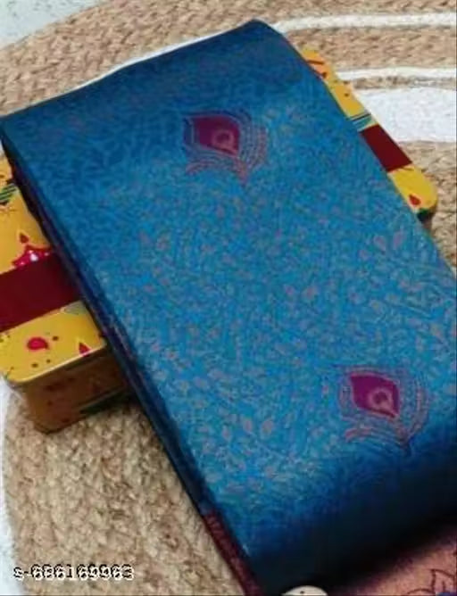 Royal Blue Wine Jacquard Silk Peacock Saree