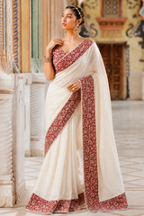 Pure Linen Cotton Kalamkari Floral Saree