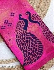 Deep Wine Purple & Rani Pink Jacquard Silk Saree – Royal Peacock Pallu Traditional Festive Saree with Blouse Piece