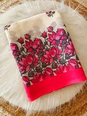 LuxeLine Pure Linen Designer Print Saree