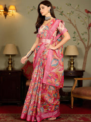 Premium Pure Linen Cotton Abstract Print Saree