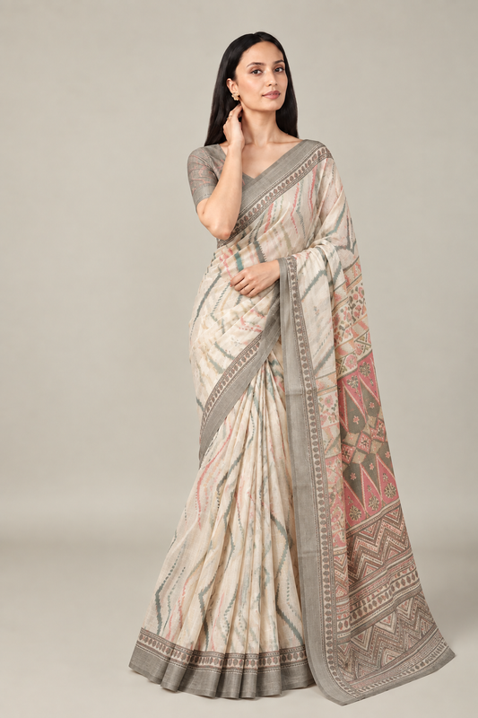 Pearl Ivory Jacquard Saree for Women | Elegant Designer Festive & Party Wear Saree