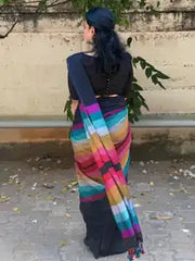 Classy Linen Saree with Designer Blouse Piece