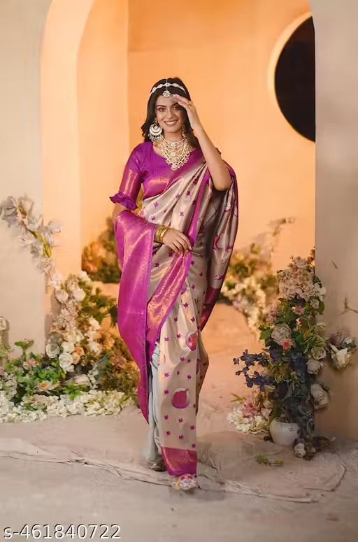 Royal Magenta Banarasi Silk Saree with Zari Work