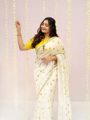 Linen Cotton Fruit Printed Saree for Women