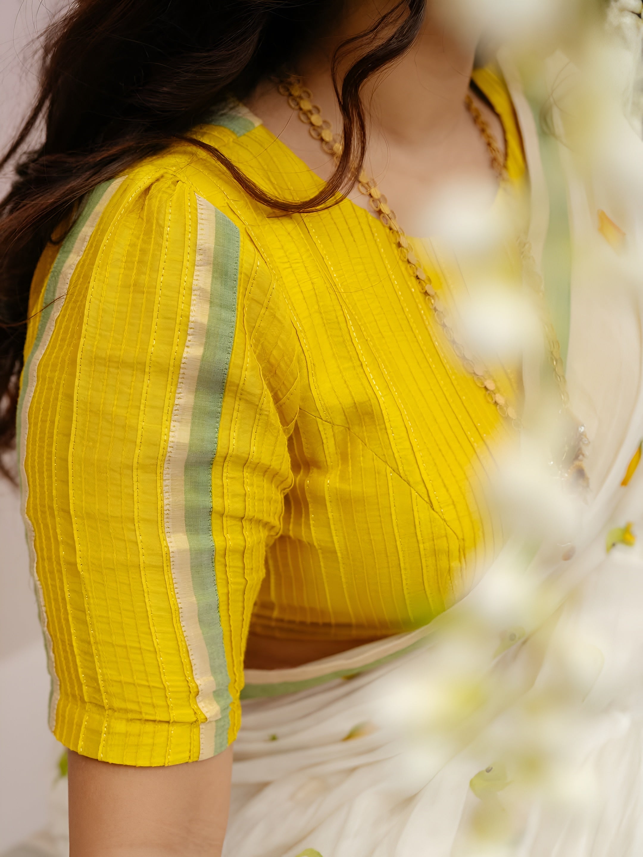 Women's Premium Pure Linen Cotton Saree | Quirky Fruit Printed Casual & Festive Sari with Sleek Border & Unstitched Blouse Piece | Luxury Lightweight Summer & Daily Wear (Off-White & Mango Yellow)
