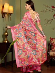 Premium Pure Linen Cotton Abstract Print Saree