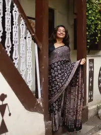 Ajarakh Real Mirror Saree & Designer Blouse | Party Wear Saree For Women | Mirror Work Saree