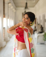Pure Linen Cotton Geometric Block Print Saree