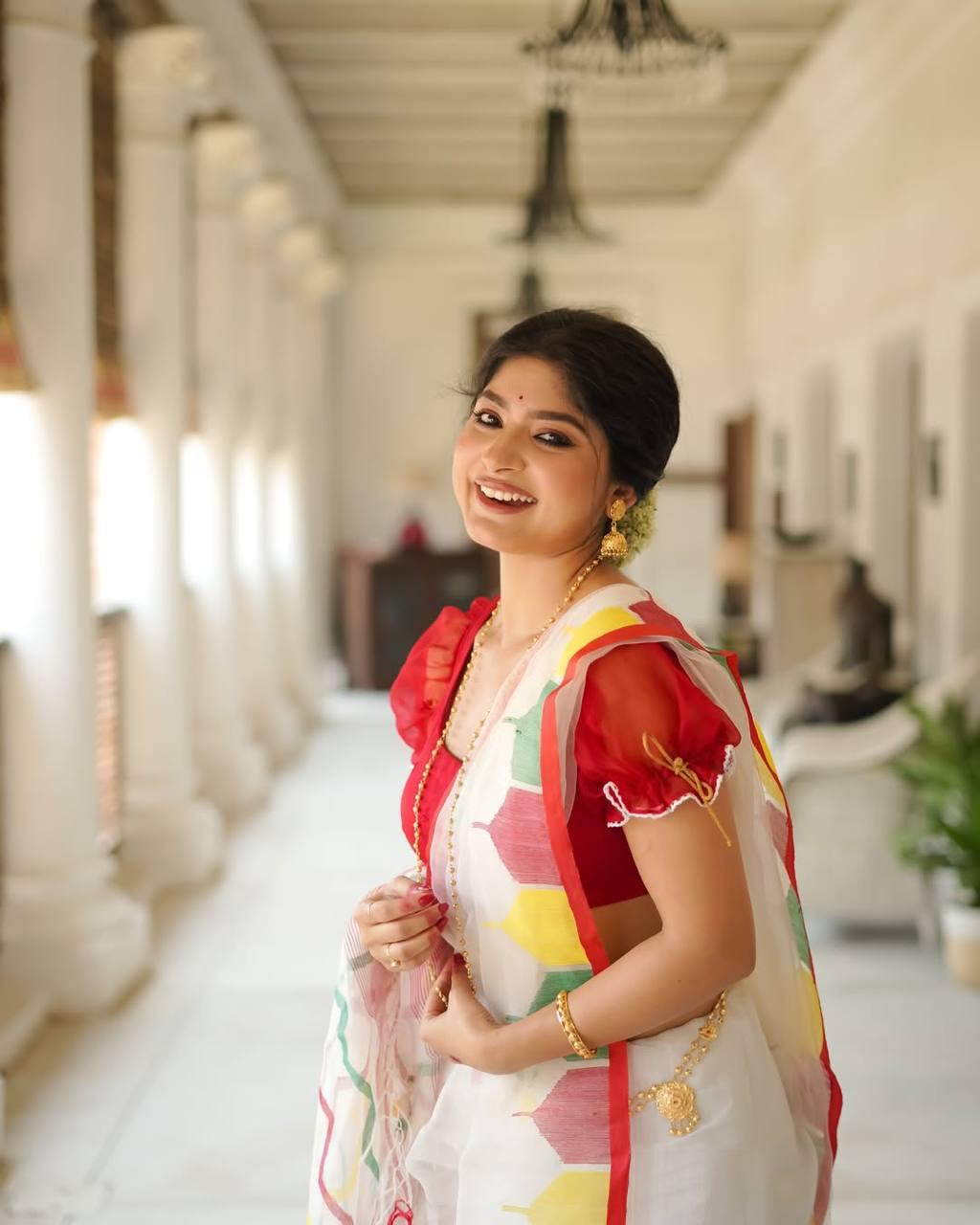 Women's Pure Linen Cotton Saree | Traditional Handloom Look Geometric Block Printed Casual & Festive Sari with Unstitched Blouse Piece | Lightweight Summer & Elegant Daily Wear (Off-White & Festive Multi-Color)