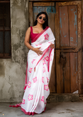 Pure Linen Cotton Saree For Women | Running Blouse Piece