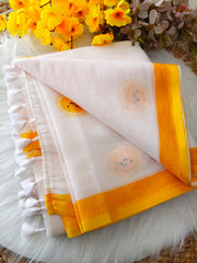 Premium Linen Cotton Blend Printed Saree