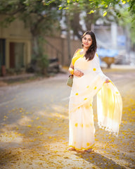 Premium Linen Cotton Blend Printed Saree