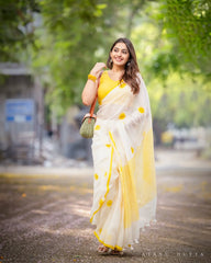 Premium Linen Cotton Blend Printed Saree