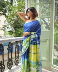 Signature Linen Saree with Digital Floral Print
