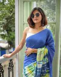Signature Linen Saree with Digital Floral Print