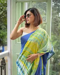 Signature Linen Saree with Digital Floral Print