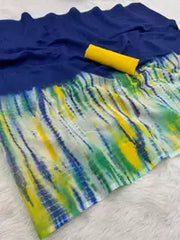 Signature Linen Saree with Digital Floral Print
