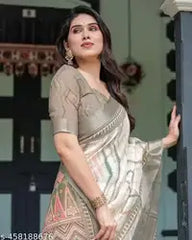 Pearl Ivory Jacquard Saree for Women | Elegant Designer Festive & Party Wear Saree