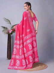 Rose Blossom Pure Linen Cotton Saree