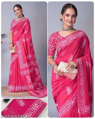 Rose Blossom Pure Linen Cotton Saree