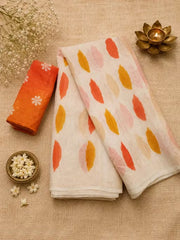 Sunrise Dots Pure Linen Cotton Saree