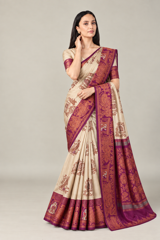 Royal Jacquard Silk Saree with Elephant Motif