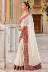 Pure Linen Cotton Kalamkari Floral Saree