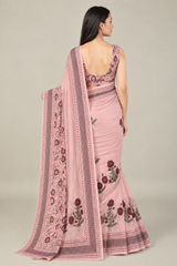 Blush Bloom Pure Linen Cotton Saree
