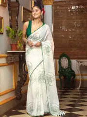 Ananya Pure Linen Handfeel Printed Saree