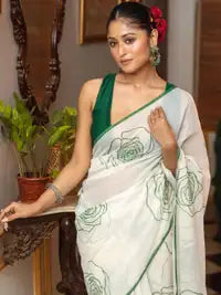 Ananya Pure Linen Handfeel Printed Saree