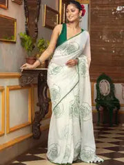 Ananya Pure Linen Handfeel Printed Saree