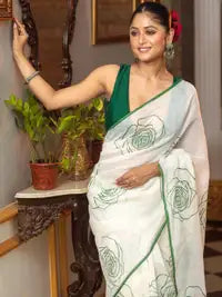 Ananya Pure Linen Handfeel Printed Saree