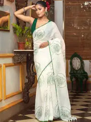 Ananya Pure Linen Handfeel Printed Saree