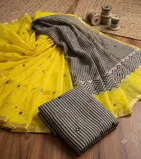 Pure Linen Cotton Saree For Women | premium | Running Blouse Piece