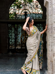 Soft Linen Cotton Kalamkari Print Saree
