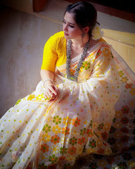 Premium Organza Blend Jamdani Floral Saree
