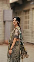 Soft Linen Cotton Kalamkari Print Saree