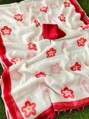 Pure Linen Cotton Saree For Women | Running Blouse Piece