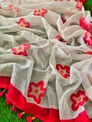 Pure Linen Cotton Saree For Women | Running Blouse Piece